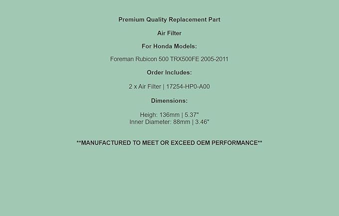 Replacement Air Filter Cleaner For Honda Foreman Rubicon 500 TRX500FE 2005-2011 - Image 7