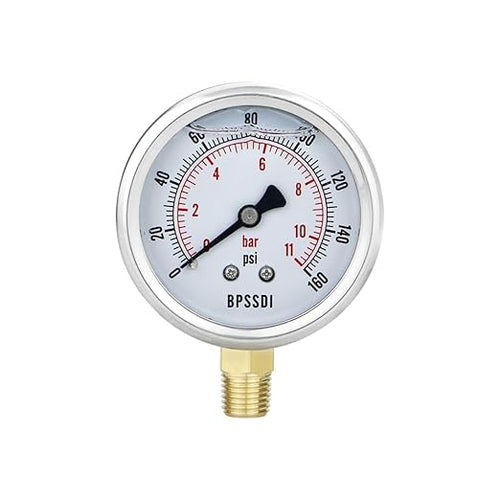 0-160 Psi Lead-Free Glycerin Liquid Filled Low Pressure Gauge, 2.5" Dial Size by BPSSDI