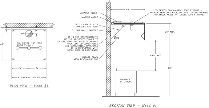 Commercial Kitchen Restaurant Duty Exhaust Hood, Wall Canopy Stainless Steel - Image 3