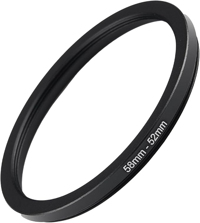 58mm to 52mm Step Up Ring Filter Adapter Black Metal Step up Adapter Rings by Unknown