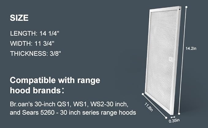 BPS1FA30 Range Hood Grease Filter 11-3/4" x 14-1/4" Aluminum Filter Compatible - Image 4