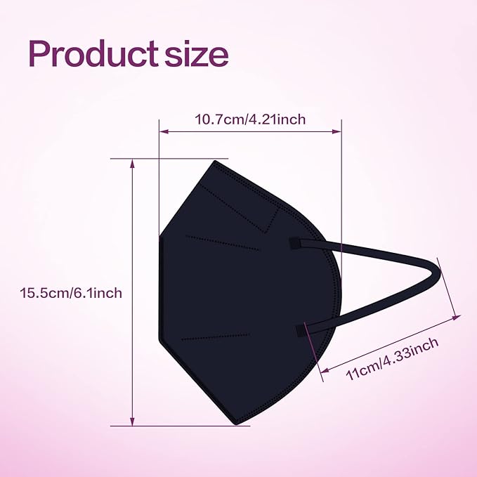 Miuphro KN95 Face Mask 50 Pack, Disposable Respirator Masks, 5 Layer Design - Image 2