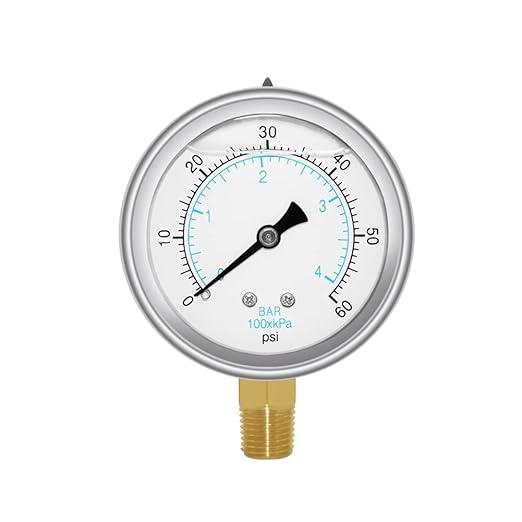 Joywayus Pressure Gauge 0-60 PSI Brass 1/4" NPT Male Thread Lower Mount by Joywayus