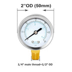 Joywayus Pressure Gauge 0 to 60 PSI Brass 1/4" Male NPT Thread Lower Mount - Image 2