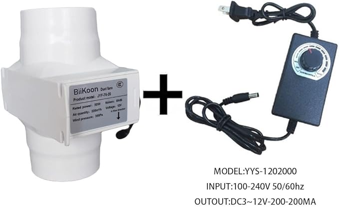 3“ Inline Duct Fan 12V 20W Inline Exhaust Blower Plastic Air Extractor Booster - Image 4