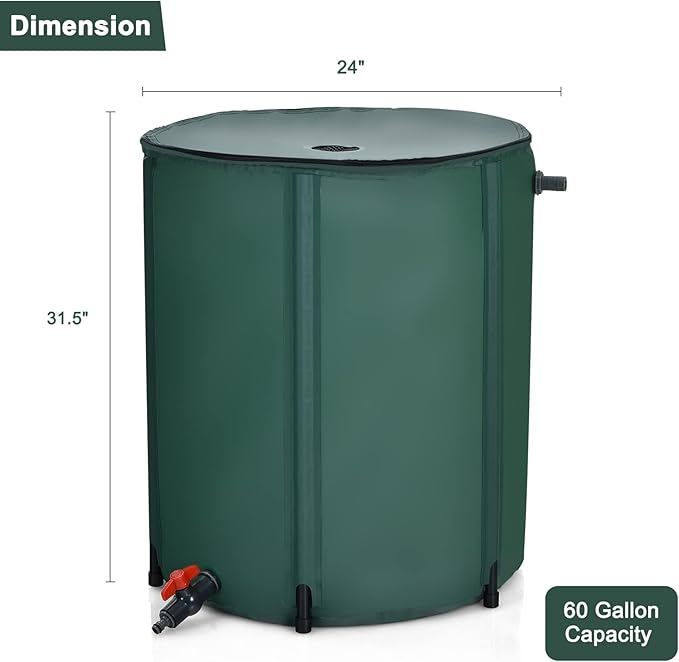 Goplus 60 Gallon Collapsible Rain Barrel, Portable Rain Barrels to Collect - Image 7