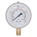 Joywayus Pressure Gauge 0-200 PSI Brass 1/4" NPT Male Thread Lower Mount by Joywayus