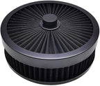 X-AVION Full Flow Round 9''X2'' Air Filter Assembly Kit Black Washable and - Image 4