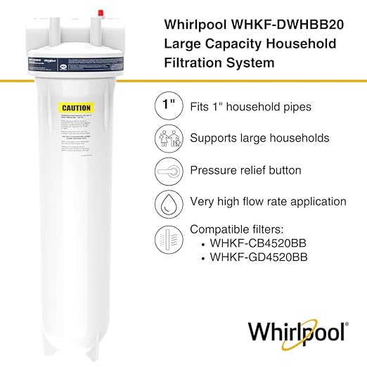 Whirlpool 20" x 4.5" Whole House Water Filter Housing, NSF Certified System - Image 2