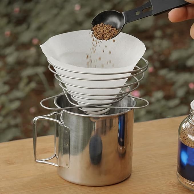 Cabilock Foldable Stainless Steel Coffee Filter Dripper Portable Cone Funnel - Image 9