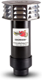 OdorHog Metal Cap Slip On Vent Stack Pipe Filter 2" Black ABS, Removes Outdoor by OdorHog-StoptheStink