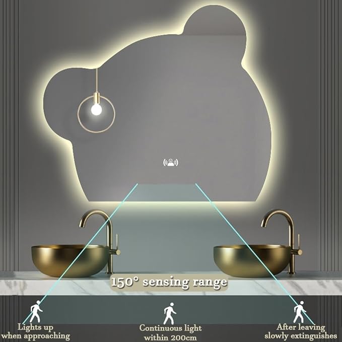 LTSRLL LED Vanity Mirror Cute Bear Decorative Mirror - Image 6