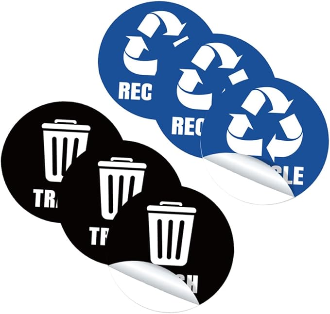TEHAUX Self-Adhesive Garbage Sorting Stickers Waste Bin Decals by TEHAUX