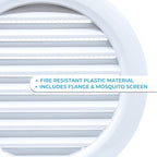 VENTS-US - 4" White Round Plastic Vent Cover - Compatible with 4 Inch Diameter - Image 3
