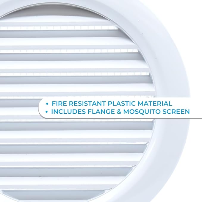 VENTS-US - 4" White Round Plastic Vent Cover - Compatible with 4 Inch Diameter - Image 3