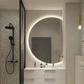 Semicircle Vanity Mirror with LED Lights, Dimmable LED Illuminated Bathroom by Unknown