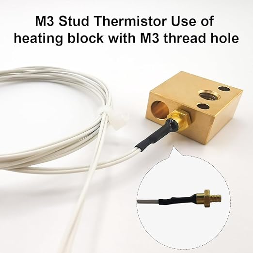 Ender 3 M3 Thermistor 300°C 1m/39.4Inch, 3D Printer M3 Stud Thermistor - Image 3
