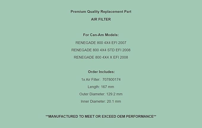Generic Replacement Air Filter For Can-Am Renegade 800 4X4 Std X EFI 2007-2008 - Image 7