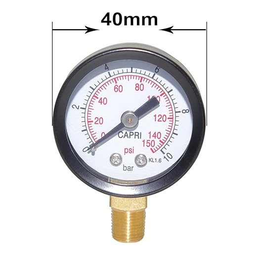Joywayus Pressure Gauge 0 to 150 PSI Brass 1/8" Male NPT Thread Lower Mount - Image 3