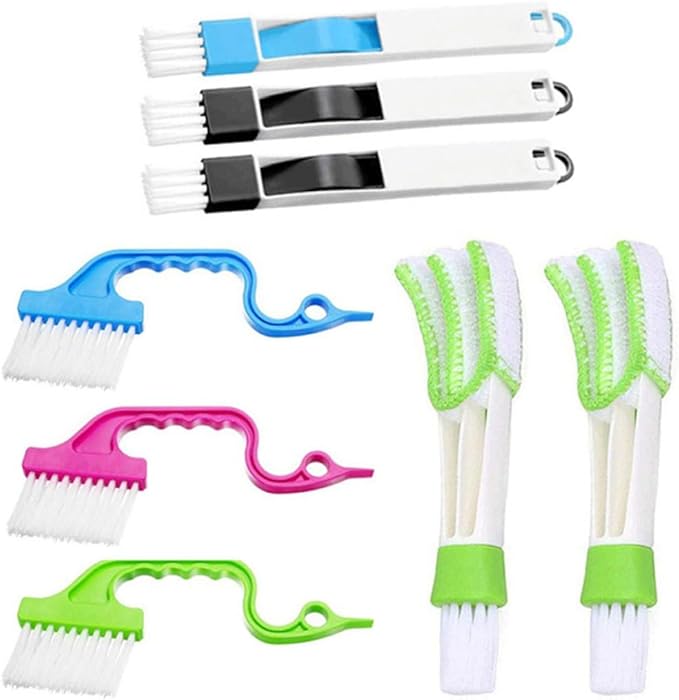 TEHAUX 8pcs Window Groove Cleaning Brush Set Scrubber by TEHAUX