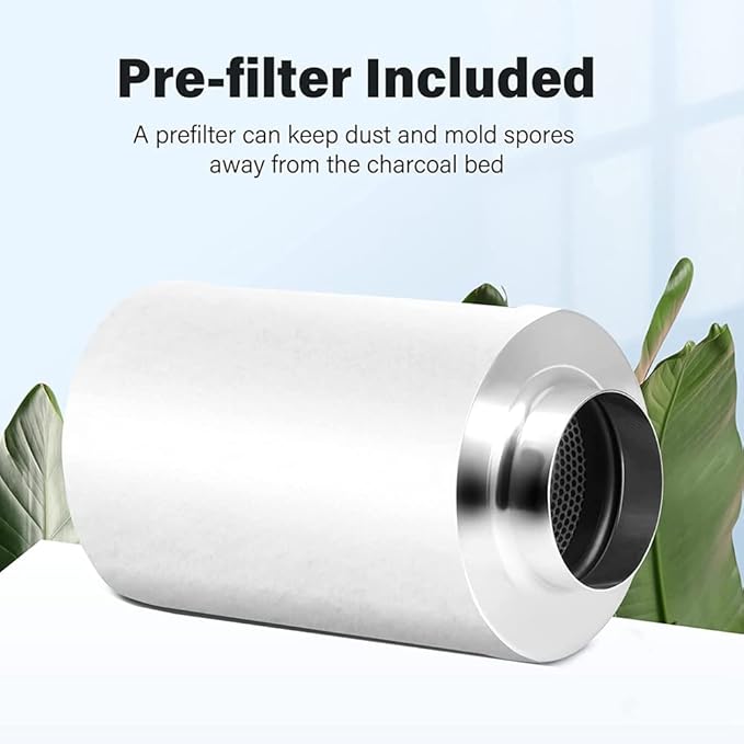 4 Inch Air Carbon Filter Odor Control, Reversible Flange, Pre-Filter Included - Image 2