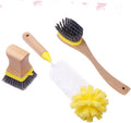 Natural Wood Handle Sponge Scrubber Tile Scrubber Brush Cleaner Kitchen by BEBEMOKO