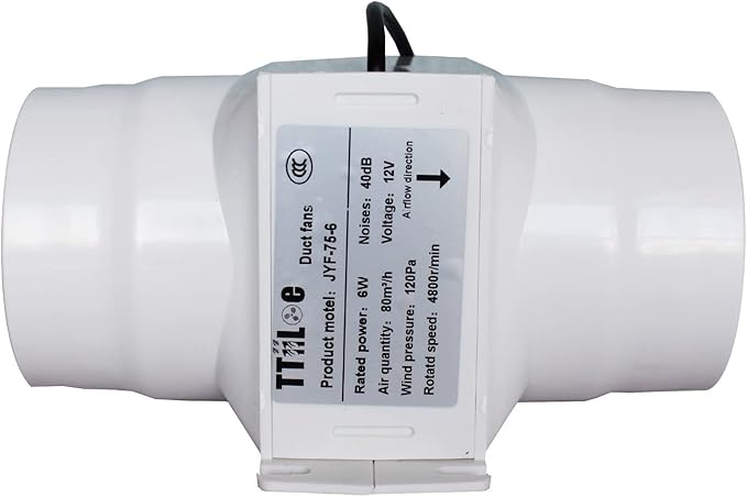 3”Inline Air Vent Pet Fan 6W Greenhouse Ventilation Equipment 12V Indoor Intake by Unknown