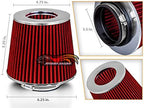 RED 3.5" 89 mm Inlet Cold Air INTAKE Cone Replacement Performance Washable - Image 2
