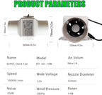 14W 2.3Inches Duct Inline Fan 60mm Mini Intake Fume Extractor Low Noise 57CFM - Image 2