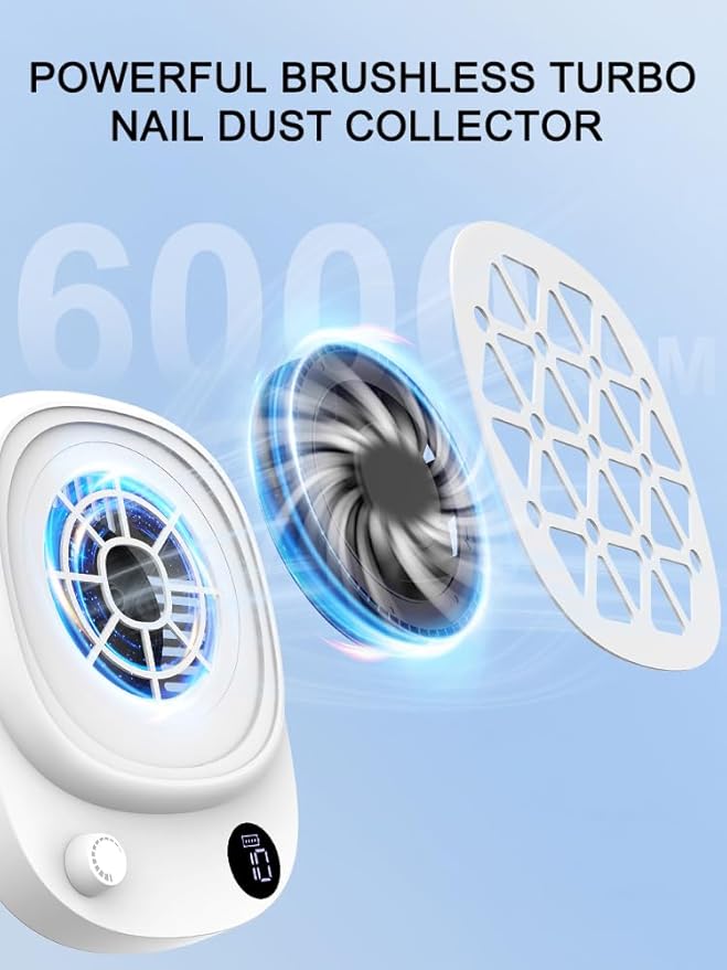 Rechargeable Nail Dust Collector Nail Tech, Compact Vacuum Fan Dust Collector - Image 2