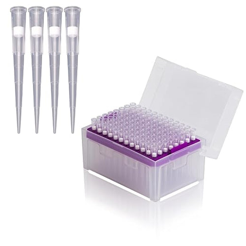 200UL Pipette Tips with Filter Universal, Sterilized, Transparent Color by HUWAZINE