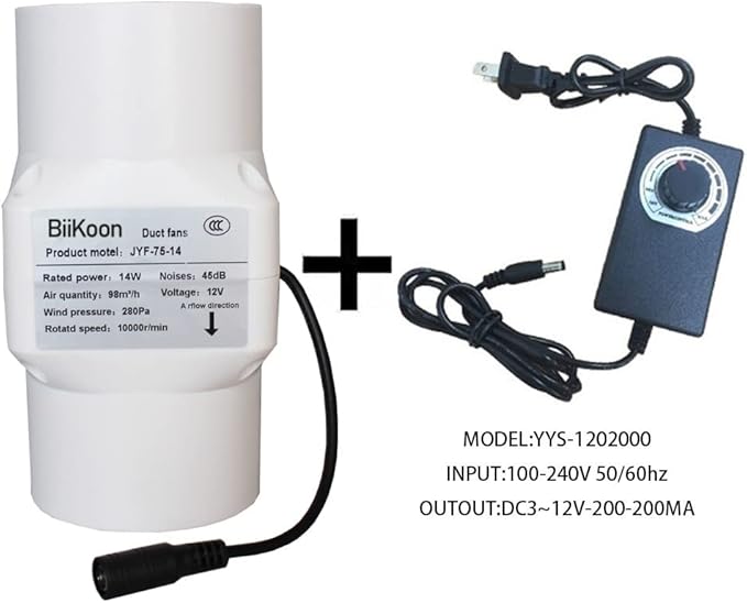 12V Inline Duct Fan 3 Inch Vent Booster 14W HVAC Exhaust Intake Fans 58Cfm Air - Image 6