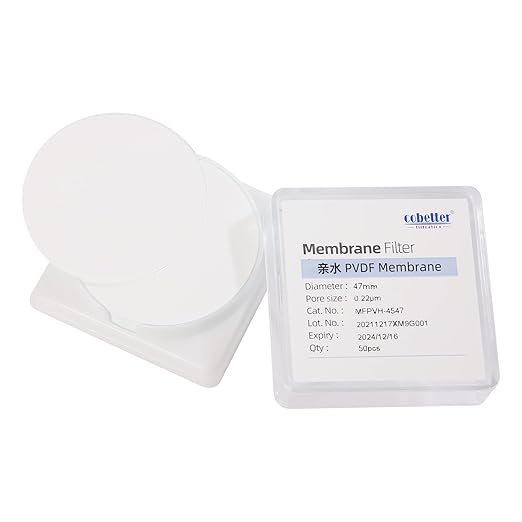 100 Pieces/Pack PVDF Disc Membrane Filters Hydrophilic 47mm Diameter 0.22µm by COBETTER
