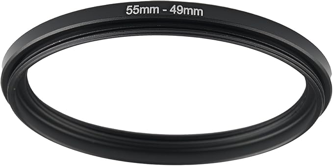 55mm to 49mm Step-up Adapter Rings Filter Adapter Black Metal Step Down Filter by Unknown