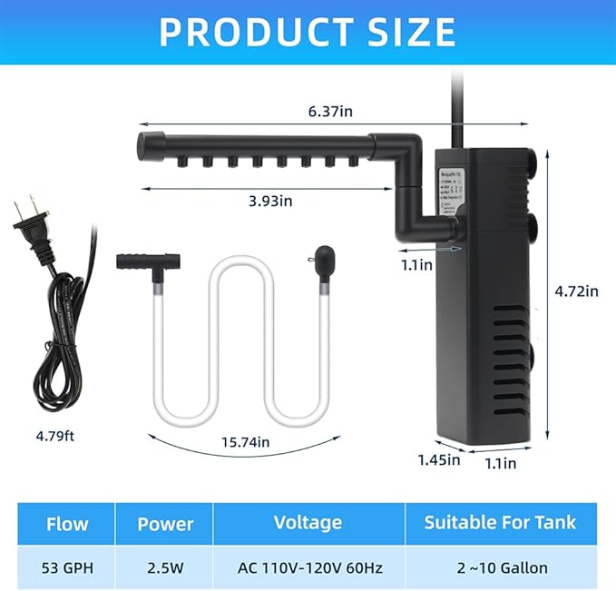 Submersible Internal Aquarium Filter Multiple Function Powerful Pump Fish Tank - Image 2