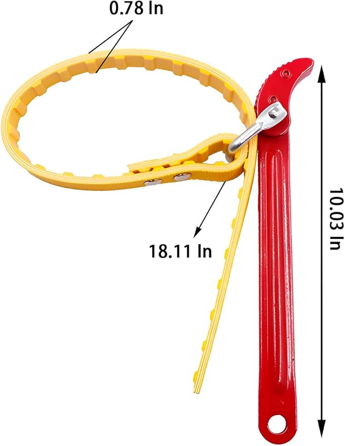 AUCELI Belt Type Oil Filter Wrench, Adjustable Strap and Steel Handle Removal - Image 2