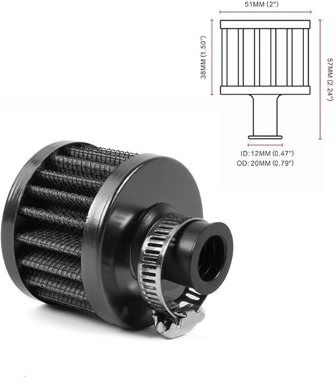 MUGE RACING 2Pcs Air Filter Cold Air Intake Filter Breather 12mm Valve Cover - Image 6