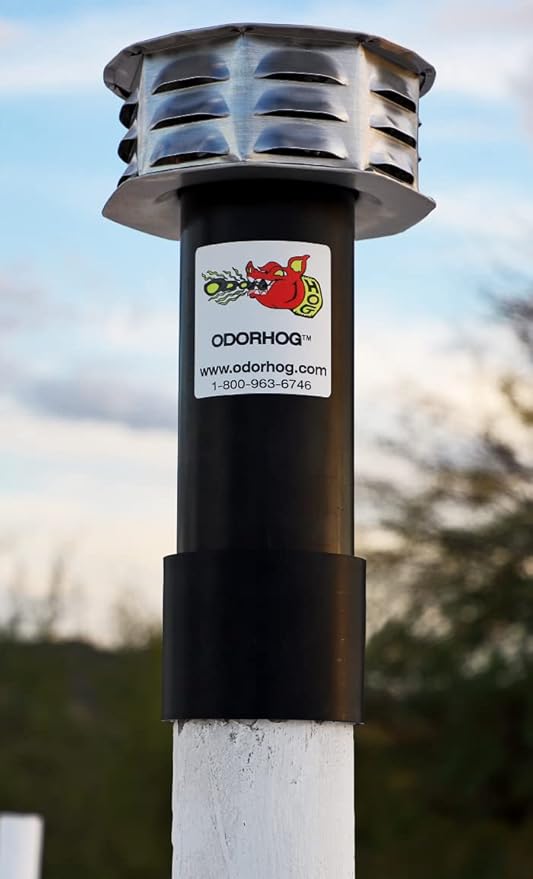 OdorHog Metal Cap Slip On Vent Stack Pipe Filter 6" Black ABS, Removes Outdoor - Image 7