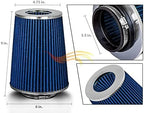 BLUE 3.5" 89 mm Inlet Truck Air Cone Replacement Performance Washable Clamp-On - Image 2