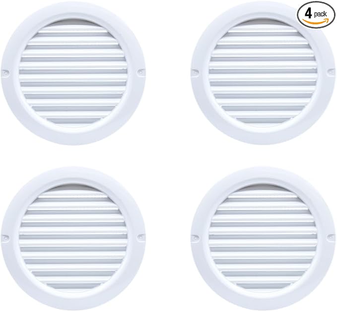 VENTS-US - 4" White Round Plastic Vent Cover - Compatible with 4 Inch Diameter by VENTS-US