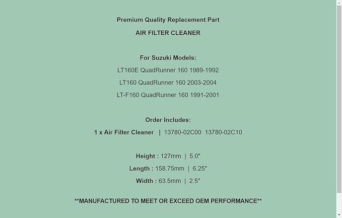 Generic Replacement 13780-02C00 Air Filter Cleaner - Image 7