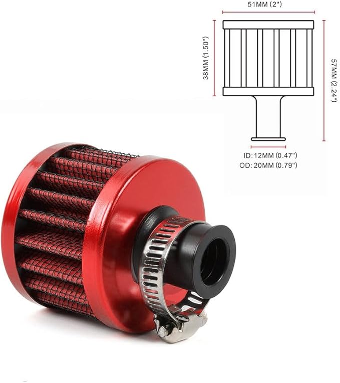 MUGE RACING 2Pcs Air Filter Cold Air Intake Filter Breather 12mm Valve Cover - Image 6