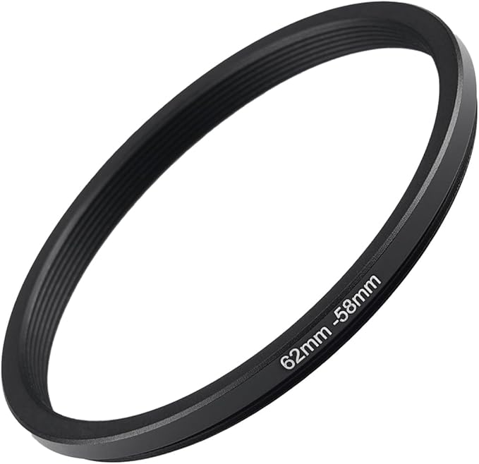 62mm to 58mm Step Up Ring Filter Adapter Black Metal Step up Adapter Rings by Unknown