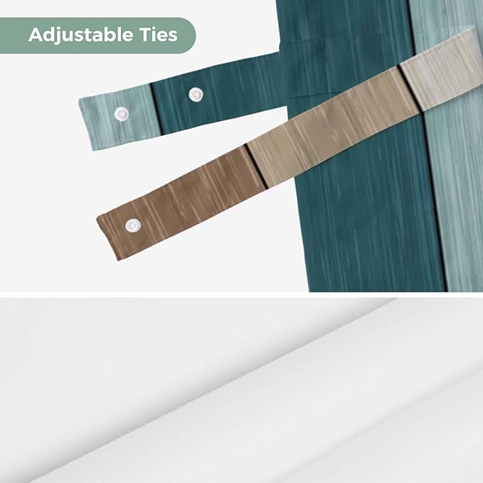 Teal Brown Tie Up Valance Curtains - Image 7