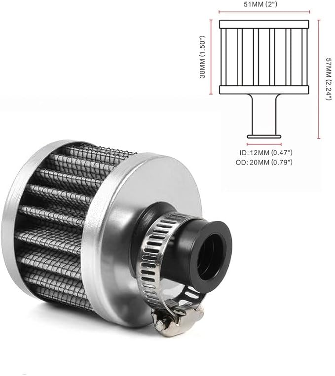 MUGE RACING 2Pcs Air Filter Cold Air Intake Filter Breather 12mm Valve Cover - Image 6