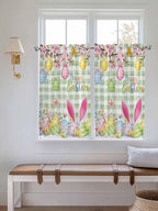 Happy Easter Kitchen Curtains 45 Inches length, Spring Bunny Eggs Flower Sage - Image 4