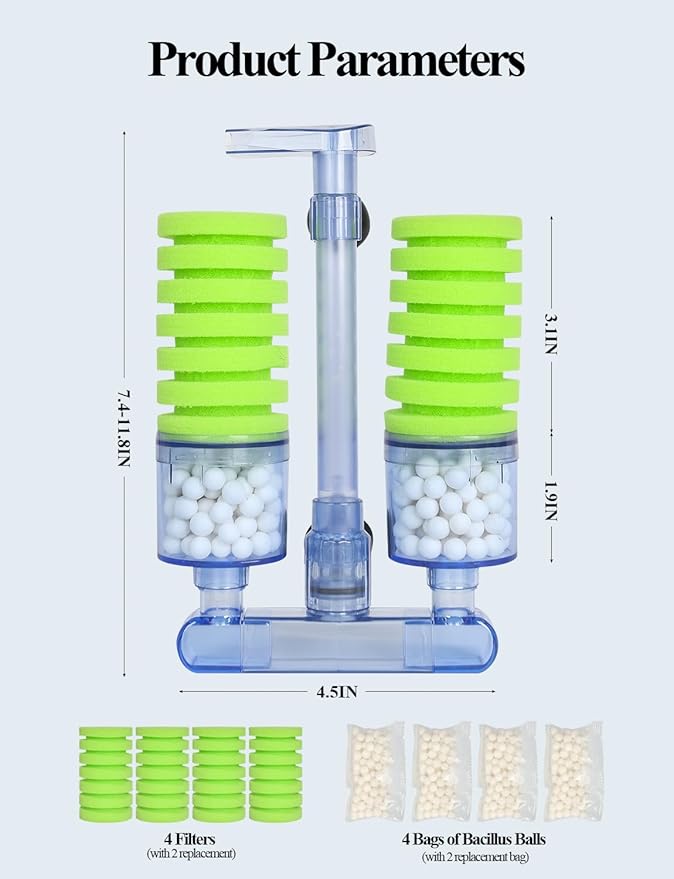 UPETTOOLS Aquarium Biochemical Sponge Filter（M）, Ultra Quite Aquarium Air Pump - Image 6