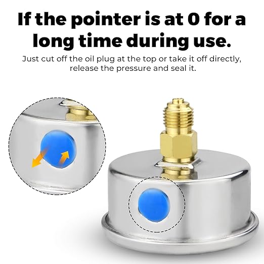 0-100Psi Glycerin Liquid Filled Low Pressure Gauge, 2.5" Dial Size, 1/4" G Back - Image 6