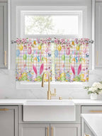 Happy Easter Half Window Curtain 36 Inches Long, Spring Bunny Colorful Eggs - Image 3