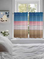 Blue Pink Brown Gradient Wood Grain Window Valance Curtains, Vintage Wood Board - Image 5